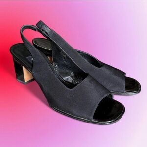 Vaneli Sling-Back Fabric/Leather Heels